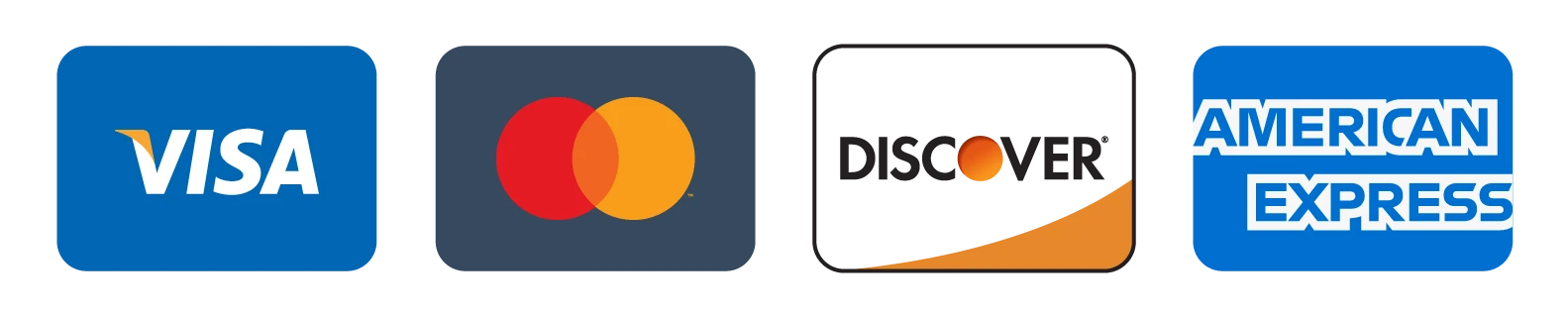 Credit card icons, Visa, Master Card, Discover, American Express